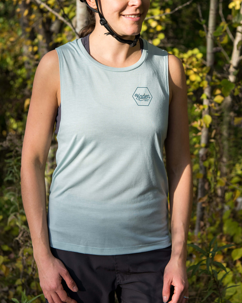 Women's Sleeveless Racerback Crop Tank Top - Soft Cotton Spandex Blend, Multiple Colors (Dusty Teal Shown)